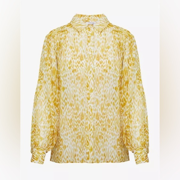 ANINE BING NWOT Caleb Silk‎ Blouse in Marigold Leo - Picture 6 of 15